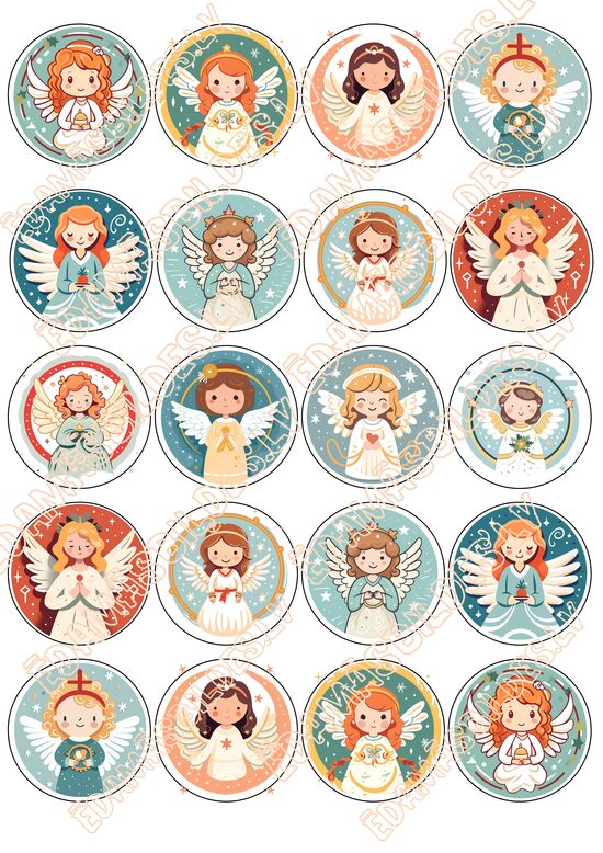 Chocolate Transfer Sheets "Ziemassvētku eņģelis", 5 cm